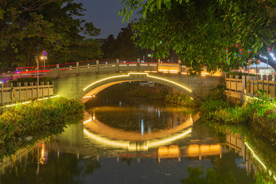 东涌水乡厚德桥夜景