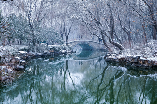 济南的冬天大明湖雪景