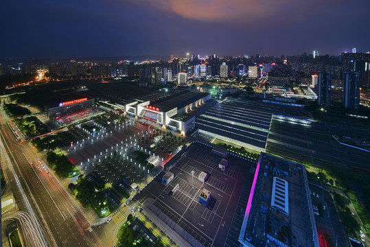 重庆北站城市建筑风光夜景