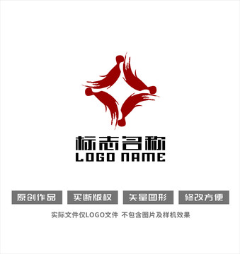 X字母J标志共赢人参logo