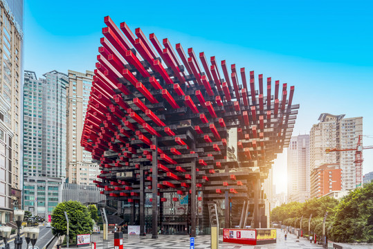 重庆地标红建筑国泰艺术中心