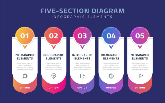 五选项图表创意设计模板
