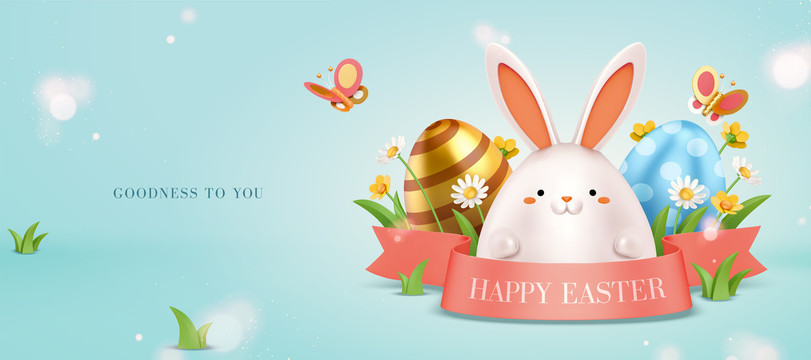 三维复活节兔子彩蛋贺图