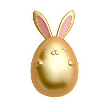 三维金色复活节兔子蛋