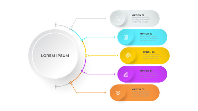 五选项的圆形信息图表模板