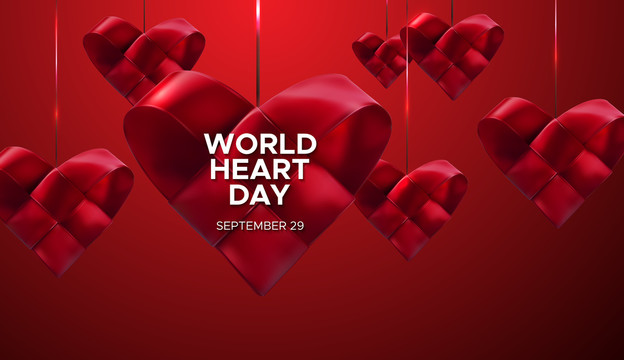 多个心形编织垂挂世界心脏日设计