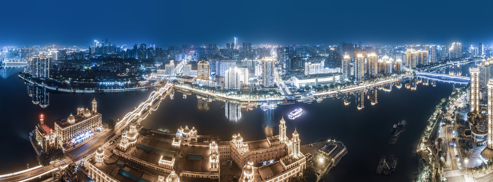 福州高空航拍夜景图