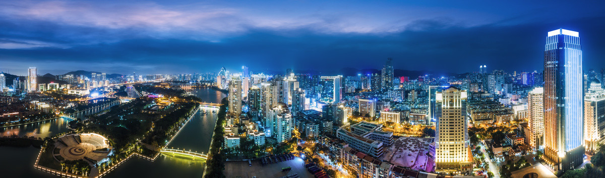 航拍厦门城市夜景