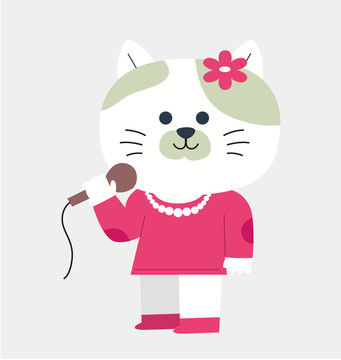 小猫唱歌可爱卡通动物形象IP