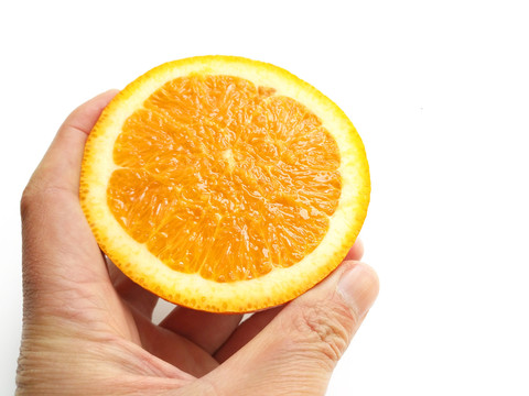手拿甜橙