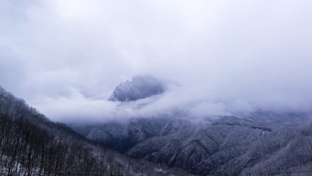 云雾雪景大山