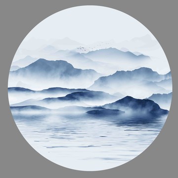 中式水墨山水画