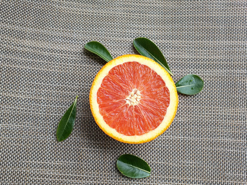 水果甜橙绿叶