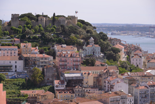 葡萄牙城镇鸟瞰图