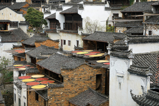 婺源篁岭晒秋人家徽派建筑景观