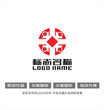 人才交流铜钱logo