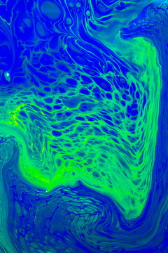 蓝绿色细胞流体画纹样