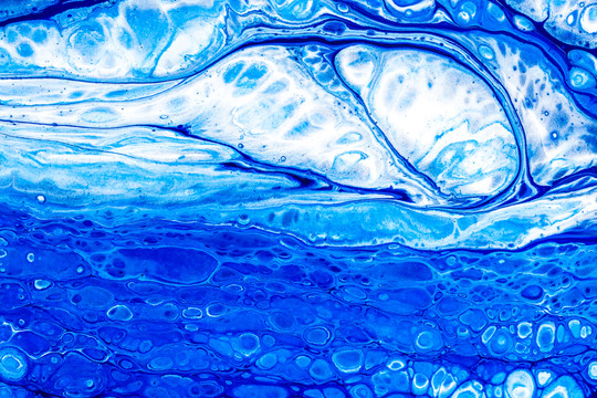 蓝色海洋细胞玄关流体画纹样