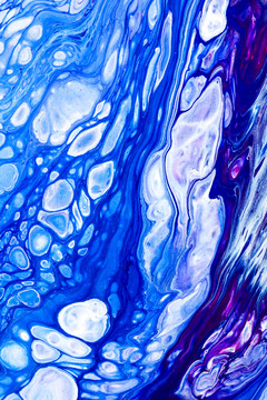 蓝白紫色细胞流体画