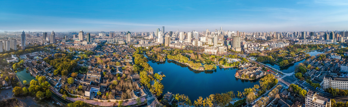 航拍浙江宁波城市建筑天际线