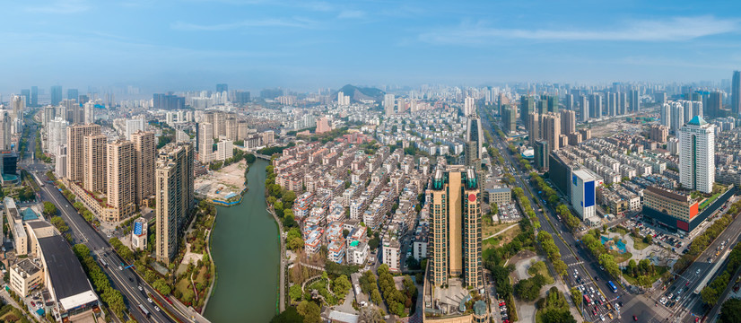 航拍浙江温州城市建筑景观