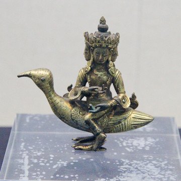 清代鎏金梵天铜像