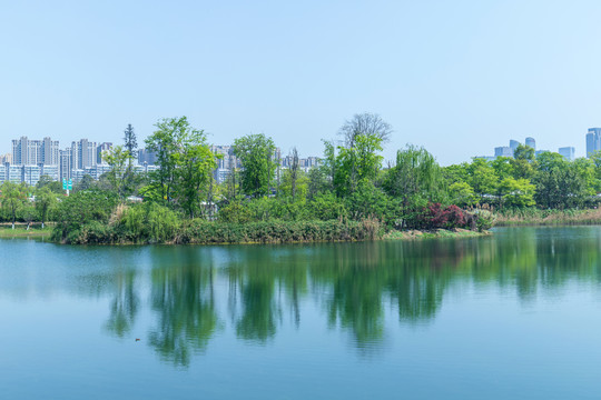 成都锦城湖公园湖景