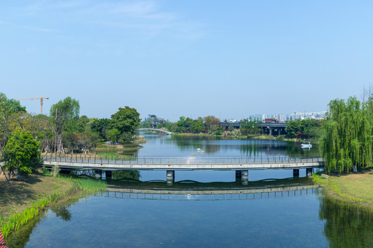 成都锦城公园湖景