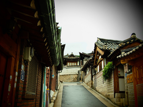 韩式建筑物韩国街道