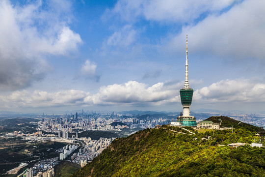 梧桐山看深圳城市风光全景