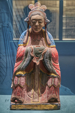 清代彩绘妈祖石雕像
