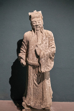 清代石雕男子像