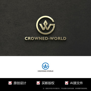 英文字母GW王冠标志logo