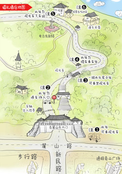 岳麓山东大门到山顶地图