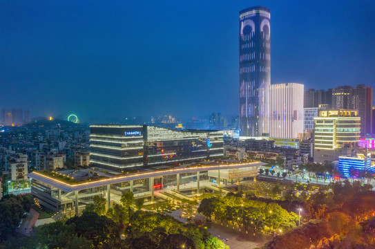 航拍中山城市夜景