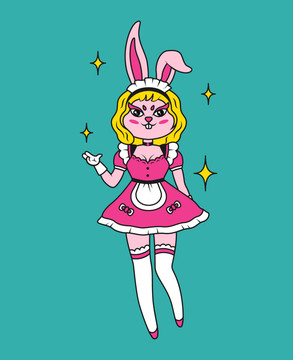兔女郎卡通形象插画