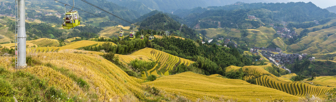 广西龙脊梯田自然风光全景图