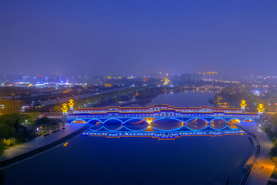 曲阜大沂河桥夜景图片