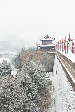 西安城墙雪景