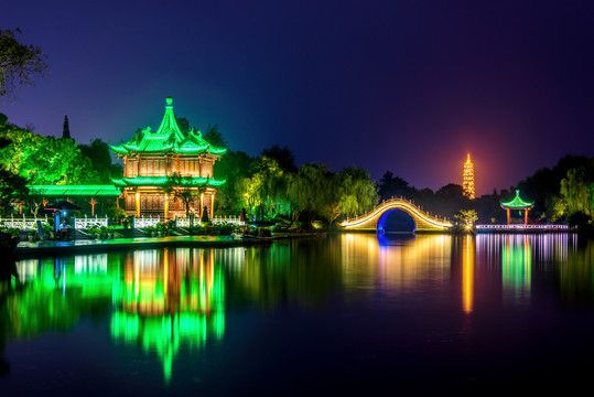 江苏扬州瘦西湖二十四桥夜景
