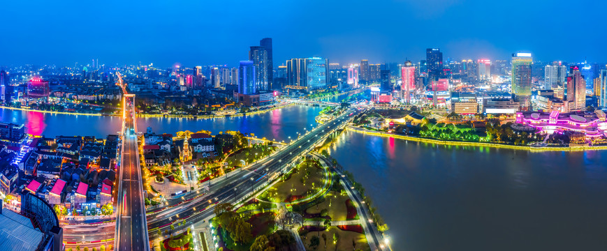 浙江宁波三江口城市夜景