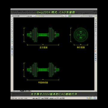 纯铁电镀哑铃CAD平面图立面图