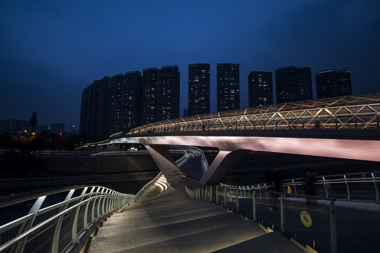 中国四川省成都市五岔子大桥夜景