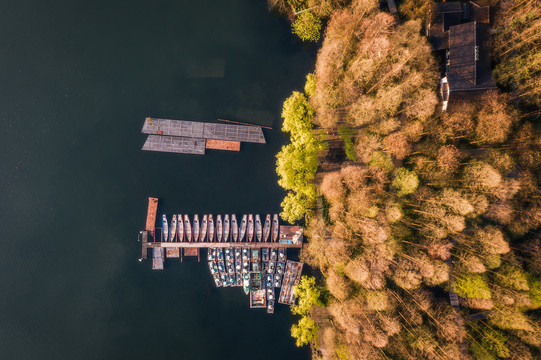 杭州西湖自然风景航拍
