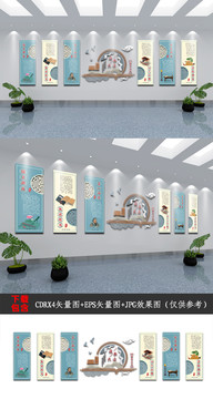 中国风新中式学校楼道楼梯文化墙