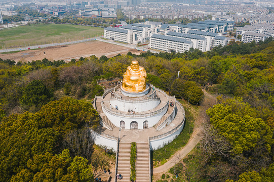 苏州上方山森林公园金光大佛航拍
