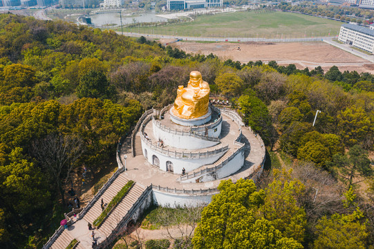 苏州上方山森林公园金光大佛航拍