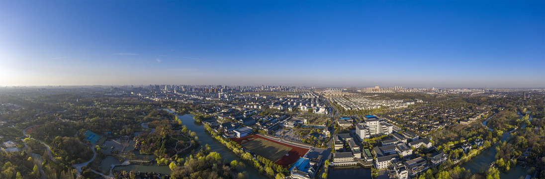 鸟瞰扬州市邗江区扬子江北路全景