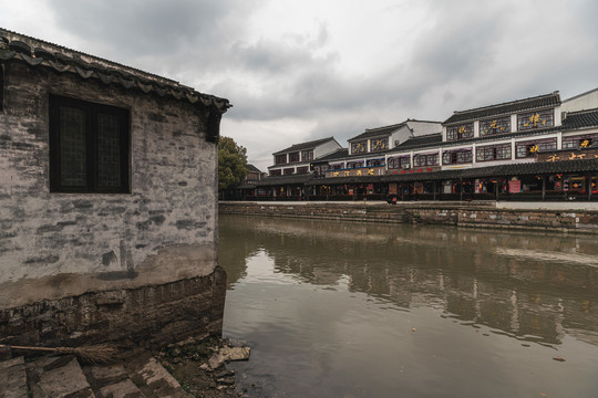 江南水乡千灯古镇黄昏景观