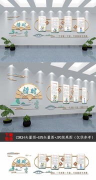 新中式国风学校楼道楼梯文化墙